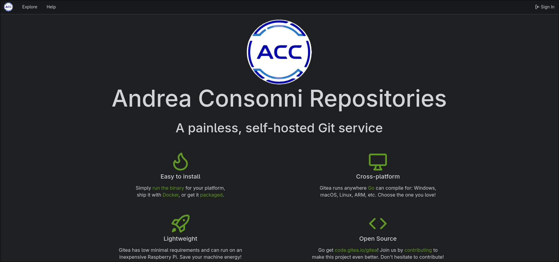 Self-hosted Gitea instance